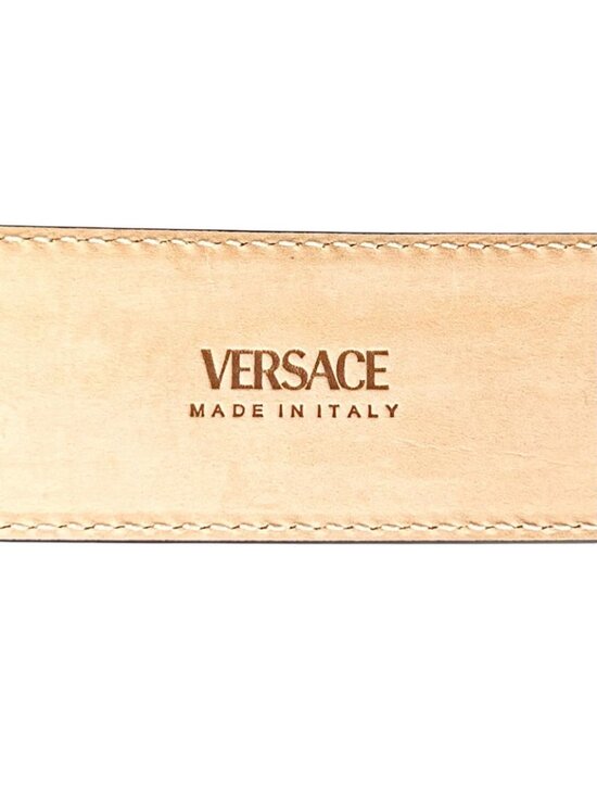 Versace Medusa Buckle Leather Belt Ivory Gold